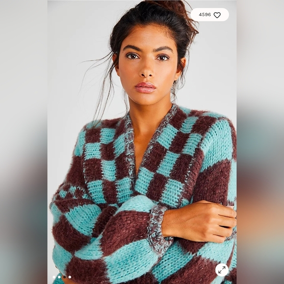 Free People Aldrin Cardi Cardigan Sweater in Juniper Berry Combo | Size M/L - Picture 3 of 11